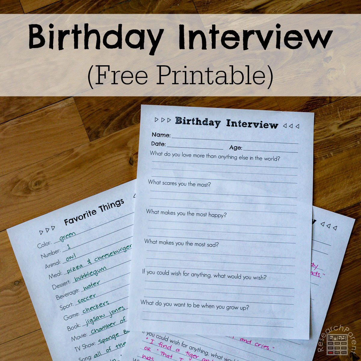 Birthday Inteview Form (Free Printable)