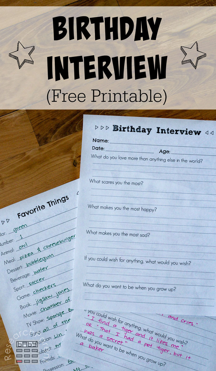 Birthday Interview Form (Free Printable)