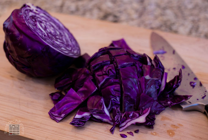 Chop red cabbage