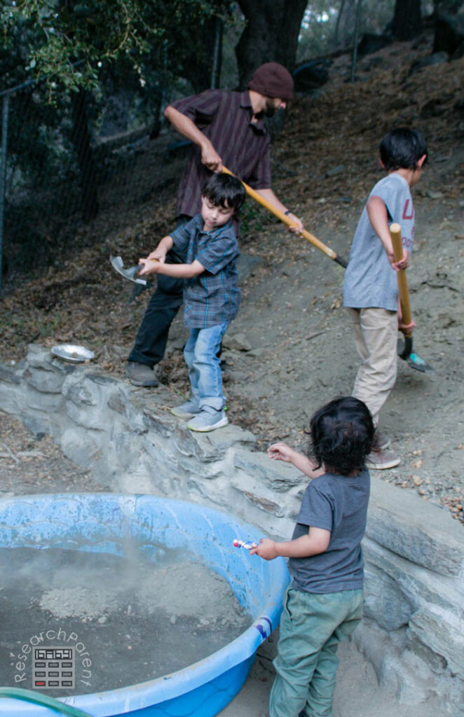 Filling kiddie pool with mud