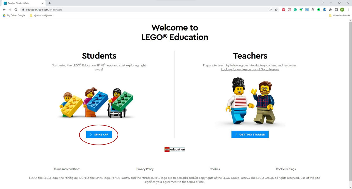 Go to LEGO education website and choose the Spike App