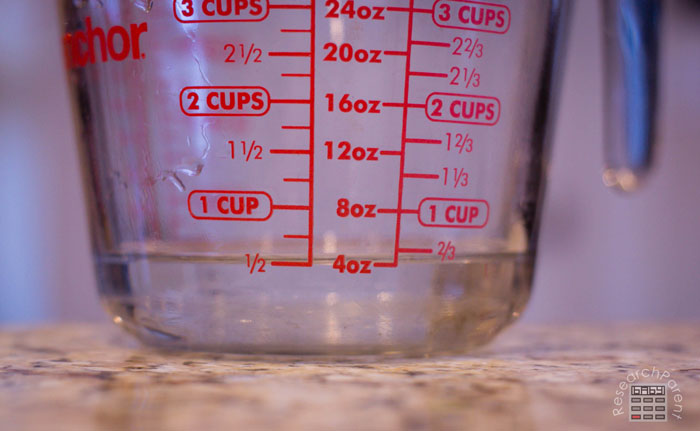 Measure half cup of water