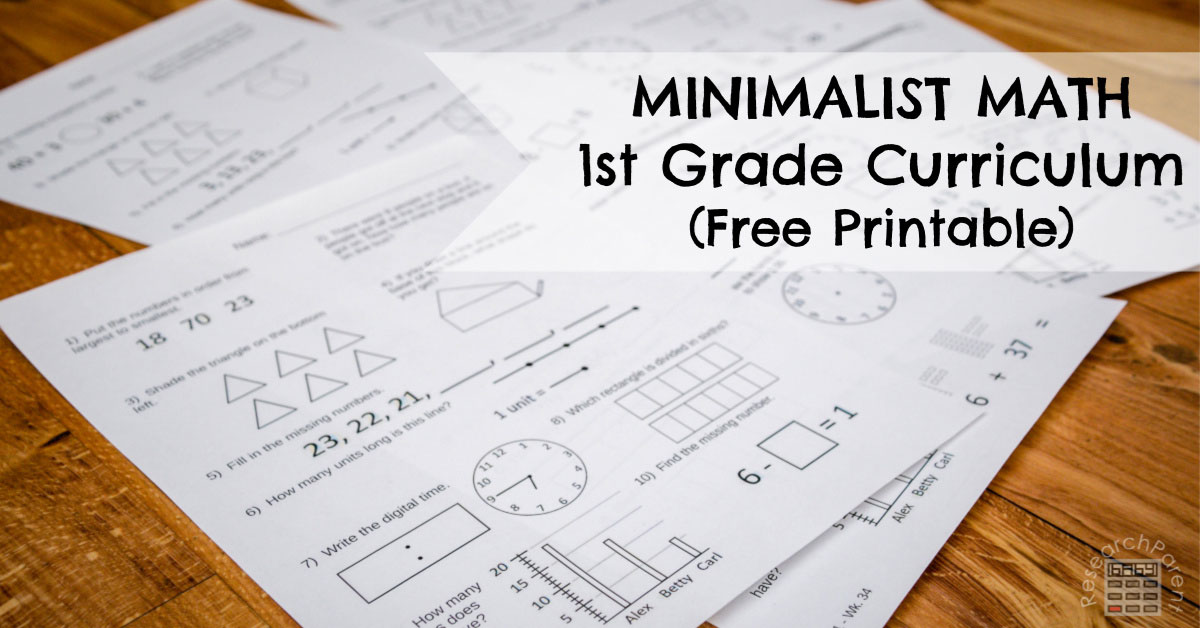 First Grade Minimalist Math Curriculum - ResearchParent.com