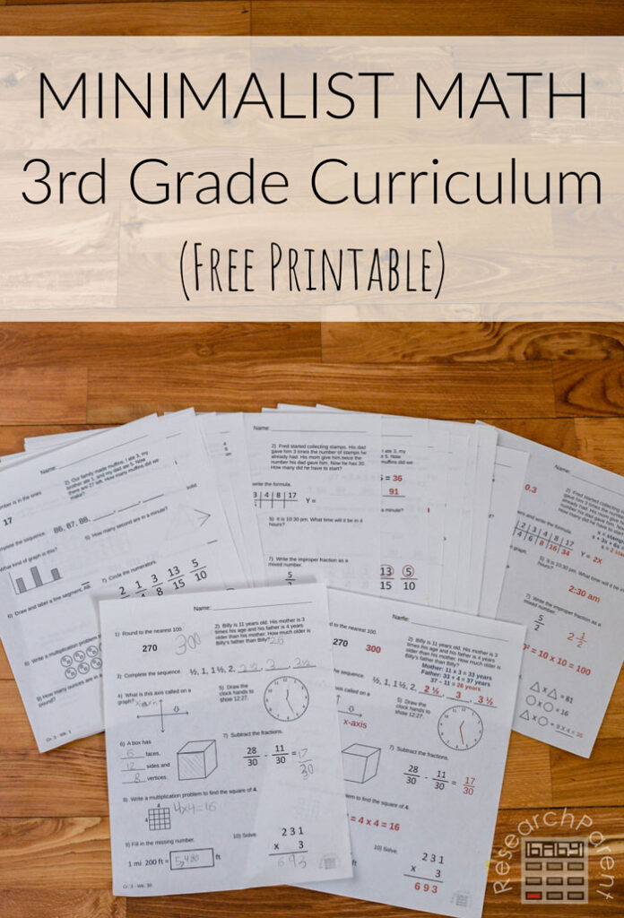 Minimalist Math Third Grade Curriculum Free Printable