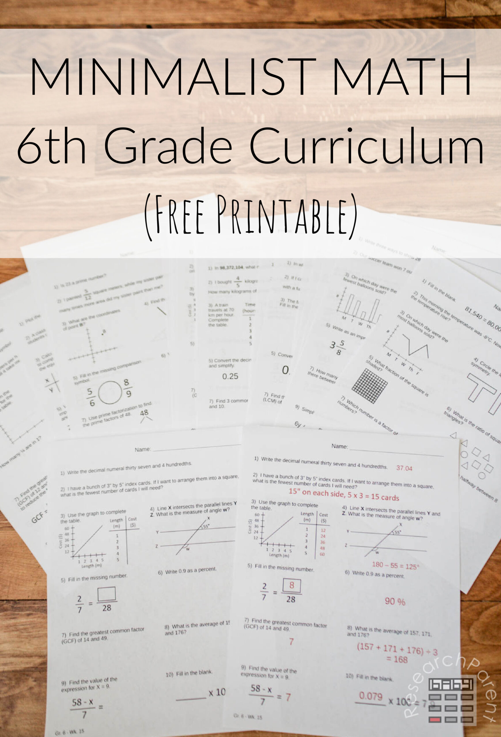 Minimalist Math 6th Grade Curriculum Research Parent