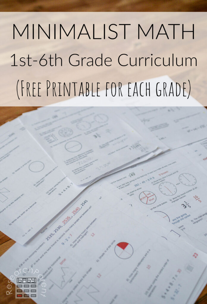 Research Parent Minimalist Math Curriculum 1st through 6th grade