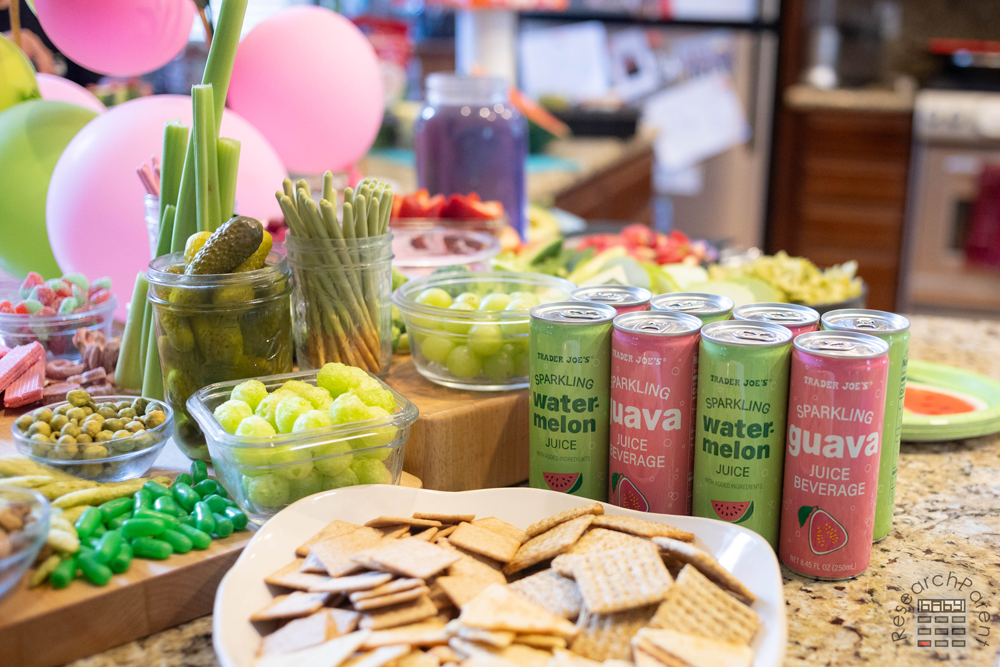 Pink and Green sparkling water