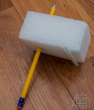 Poke Hole through foam with pencil