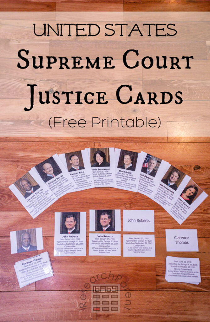 United States Supreme Court Justice Cards