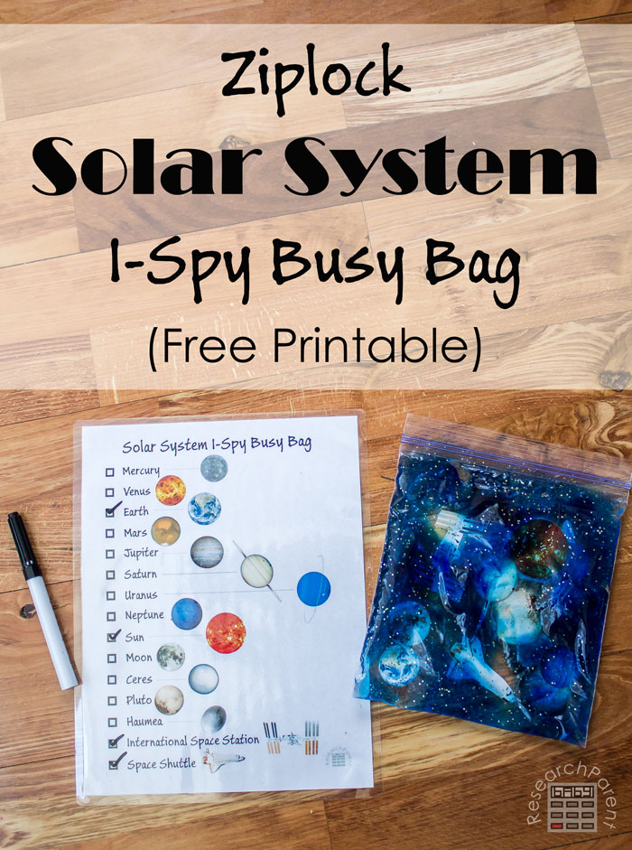 Ziplock Solar System I Spy Busy Bag