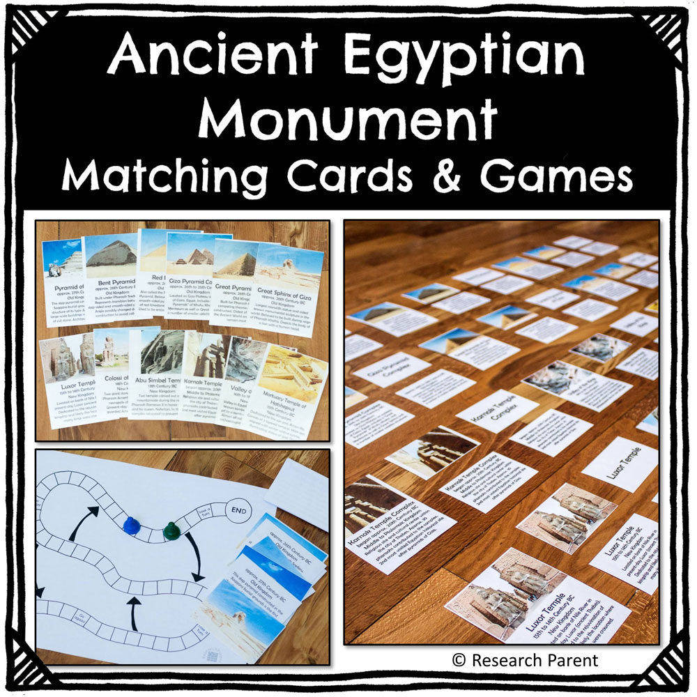 Ancient Egyptian Monumnet Matching Cards and Games
